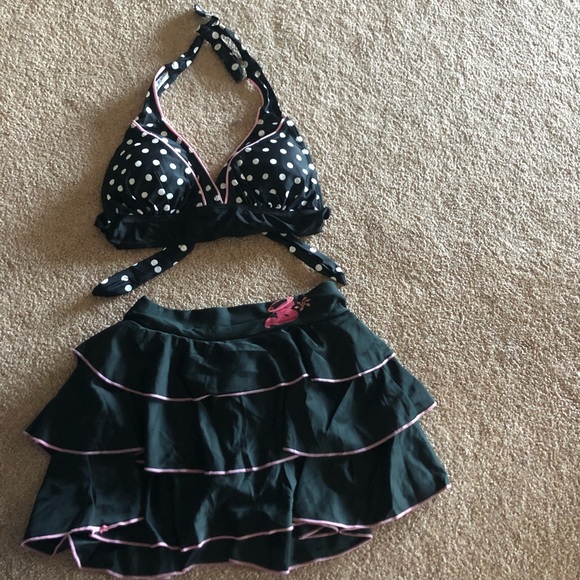 Other - Black Bikini Top With Skirt Bottom (BRAND NEW)